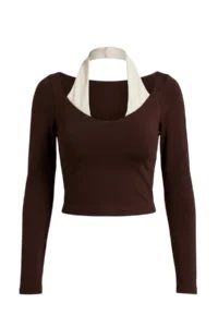 TRENDYOLMİLLA Brown Soft Brushed Material Pad Knitting Sports Top/Blouse - Image 4