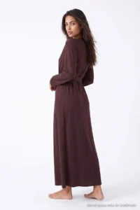 TRENDYOLMİLLA Brown 2 Sets Robe+Nightgown Viscose Knitting Nightgown - Image 6