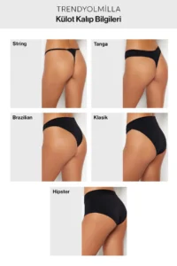 TRENDYOLMİLLA Multicolored 5 Sets Cotton Plain-Leopard Patterned Thong Panties - Image 5