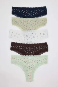 TRENDYOLMİLLA Multicolored 5 Sets 100% Cotton Floral brazilian Knitting Panties