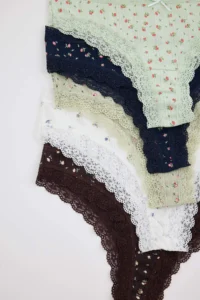 TRENDYOLMİLLA Multicolored 5 Sets 100% Cotton Floral brazilian Knitting Panties - Image 2