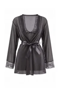 TRENDYOLMİLLA Gray Thin Sleeveless Glitter Lace 2 Sets Tulle Babydoll with Dressing Gown - Image 6