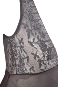 TRENDYOLMİLLA Gray Thin Sleeveless Glitter Lace 2 Sets Tulle Babydoll with Dressing Gown - Image 8