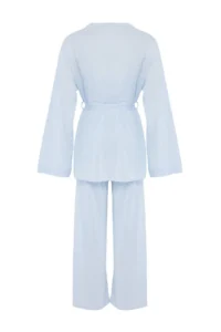 TRENDYOLMİLLA Light BLUE 3 Sets Viscose Knitting Pajama Set - Image 10
