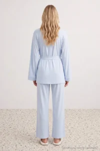 TRENDYOLMİLLA Light BLUE 3 Sets Viscose Knitting Pajama Set - Image 2