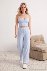 TRENDYOLMİLLA Light BLUE 3 Sets Viscose Knitting Pajama Set - Image 3