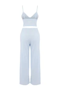 TRENDYOLMİLLA Light BLUE 3 Sets Viscose Knitting Pajama Set - Image 9
