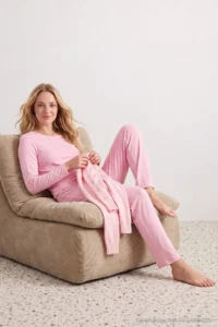 TRENDYOLMiLLA PINK Viscose Knitting Pajama Set - Image 2