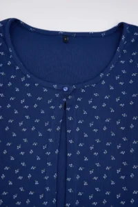 TRENDYOLMİLLA NAVY BLUE 3 Sets Cotton Floral Ribbed Knitting Pajama Set - Image 7