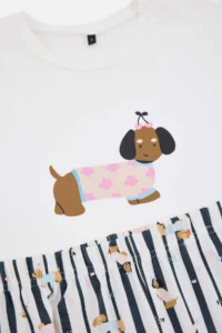 TRENDYOLMİLLA WHITE Cotton Soft Handle Lycra Dog Patterned Knitting Pajama Set - Image 7
