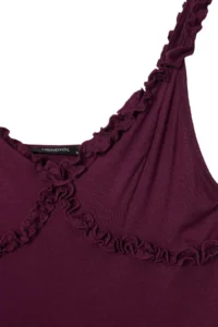 TRENDYOLMİLLA Plum Frilly Ribbed Knitting Pajama Set - Image 4