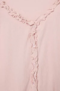 TRENDYOLMİLLA Dusty ROSE 100% Cotton Frilly Ribbed/Pointel Knitting Pajama Set - Image 2