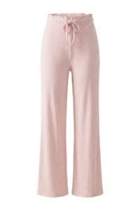 TRENDYOLMİLLA Dusty ROSE 100% Cotton Frilly Ribbed/Pointel Knitting Pajama Set - Image 3