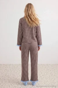 TRENDYOLMiLLA Brown Gingham Ruffled Woven Pajama Set - Image 4