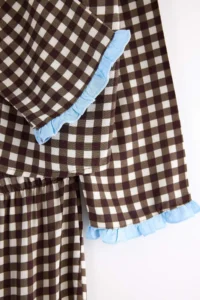 TRENDYOLMiLLA Brown Gingham Ruffled Woven Pajama Set - Image 7