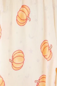 TRENDYOLMiLLA Orange Pumpkin Patterned Soft Toe Winter Waffle Knitted Pajama Set - Image 5
