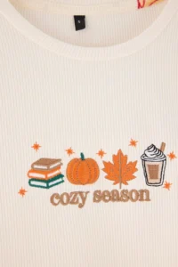 TRENDYOLMiLLA Orange Pumpkin Patterned Soft Toe Winter Waffle Knitted Pajama Set - Image 6
