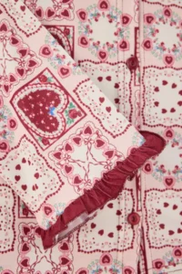 TRENDYOLMiLLA Burgundy Ethnic Patterned Frilly Knitted Pajama Set - Image 9