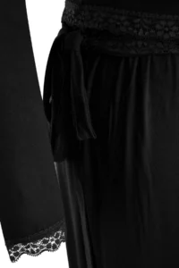 TRENDYOLMİLLA Black Lace Detailed Double breasted Viscose Knitting Pajama Set - Image 4