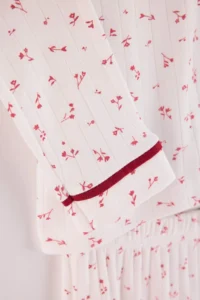 TRENDYOLMiLLA Ecru Floral Piping Detailed Soft Toe Winter Corduroy Knitted Pajama Set - Image 6