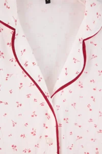 TRENDYOLMiLLA Ecru Floral Piping Detailed Soft Toe Winter Corduroy Knitted Pajama Set - Image 7