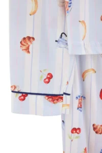 TRENDYOLMiLLA Multicolored 100% Cotton Piping Fun Patterned Knitted Pajama Set - Image 3