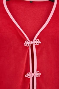 TRENDYOLMiLLA Red Chinese Button Knitted Pajama Set - Image 3