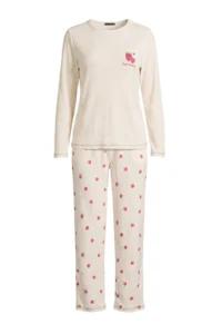 TRENDYOLMiLLA Ecru Fruit Printed Soft Touch Winter Waffle Knitted Pajama Set - Image 5