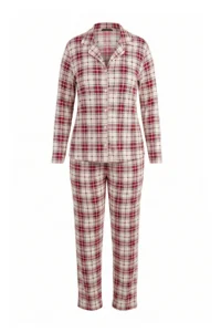 TRENDYOLMiLLA Multicolored Plaid Soft Touch Knitted Pajama Set - Image 4
