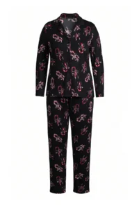 TRENDYOLMiLLA Black Ribbon Patterned Soft Touch Knitted Pajama Set