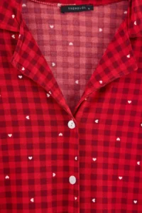 TRENDYOLMiLLA Red Plaid and Heart Patterned Soft Touch Knitted Pajama Set - Image 5