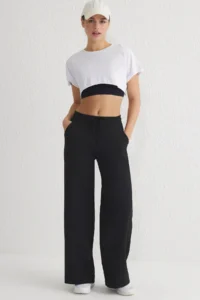 TRENDYOLMİLLA Black Warm-Keeping Scuba Material Sports Knitting Sweatpants with Fleece Inside