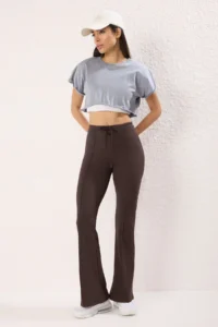 TRENDYOLMİLLA Brown Scuba Material Binding Detailed Sports Knitting Sweatpants