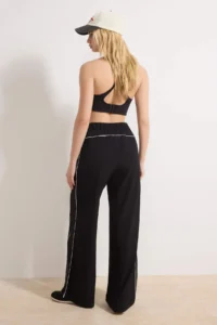 TRENDYOLMİLLA Black Sports Lycra Piped Tulle Detailed Weaving Sports Sweatpants - Image 4