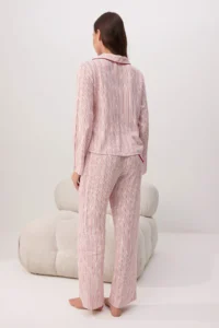 TRENDYOLMiLLA Multicolored Floral Heart Detailed Viscose Woven Pajama Set - Image 5