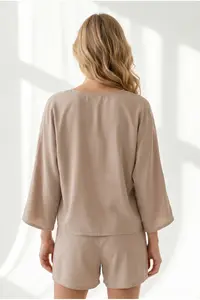 Olalook Women's Stone Woven Viscose Jacket Shorts Set - Image 5