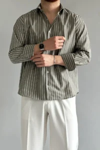 MAN Khaki Cotton Regular Men Shirt - Image 2