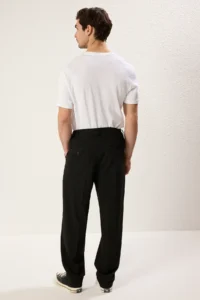 MAN Black Wideleg Baggy Rahat Pattern Weaving Dress Pants - Image 7