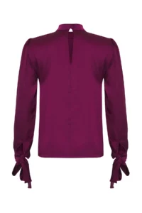 TRENDYOLMİLLA Plum Binding Detailed Satin Weaving Blouse - Image 8