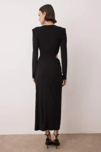 TRENDYOLMİLLA Black Pencere Detailed Knitting Chic Evening Gown Gece Graduation Dress - Image 5