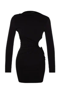 TRENDYOLMİLLA Black Fitted Window/Cut Out Detailed Short Chic Evening Gown Gece Graduation Dress - Image 7