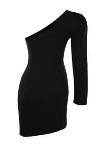 TRENDYOLMİLLA Black bodycone/Bodysuit hugging Short / Mini Weaving Dress - Image 8