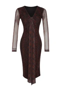 TRENDYOLMİLLA Multicolored Hayvan Patterned wrap Knitting Lined Tulle Chic Evening Gown Dress - Image 7
