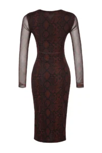 TRENDYOLMİLLA Multicolored Hayvan Patterned wrap Knitting Lined Tulle Chic Evening Gown Dress - Image 8