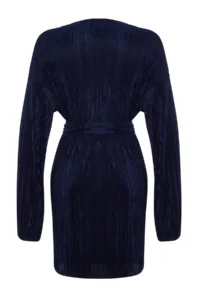 TRENDYOLMİLLA NAVY BLUE skater/Belden Flared Short / Mini Knitting Dress - Image 8