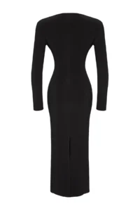 TRENDYOLMİLLA Black bodycone/Bodysuit hugging Maxi Knitting Dress - Image 7