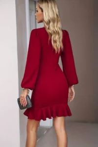 TRENDYOLMİLLA Red bodycone/Bodysuit hugging Short / Mini Weaving Dress - Image 4