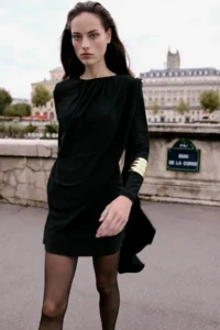 TRENDYOLMİLLA Black Shawl Detailed bodycone/Bodysuit hugging Short / Mini Knitting Dress