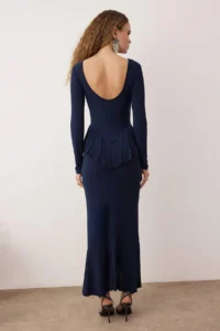 TRENDYOLMİLLA NAVY BLUE bodycone/Bodysuit hugging Maxi Knitting Dress - Image 5