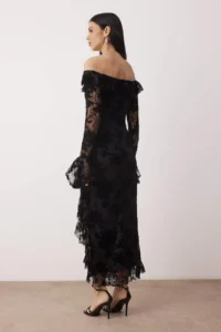 TRENDYOLMİLLA Black Carmen Collar shift/Plain Cut Maxi Knitting Dress - Image 4